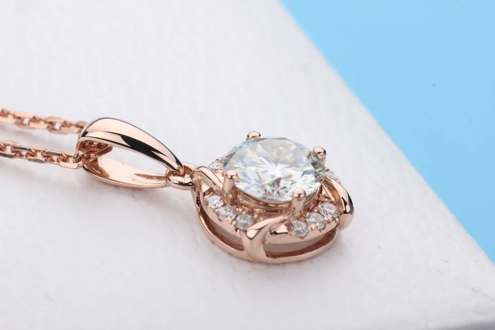 Cheestar Gems 18 k розовое золото женское ожерелье с 6 мм Moissanite женская подвеска ожерелье s