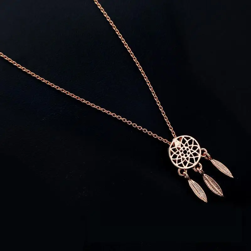 Золотой цвет ожерелья с изображением Ловца снов для женщин цепочка из