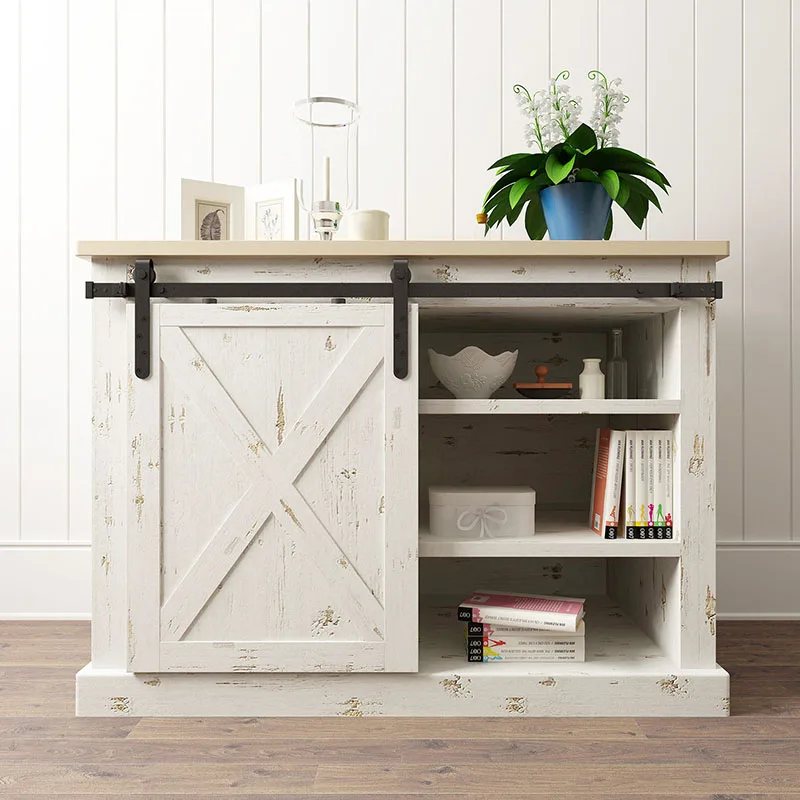 

1 set Carbon steel mini barn sliding door hardware Cabinet Door Sliding Guide Side Moving Door Hardware