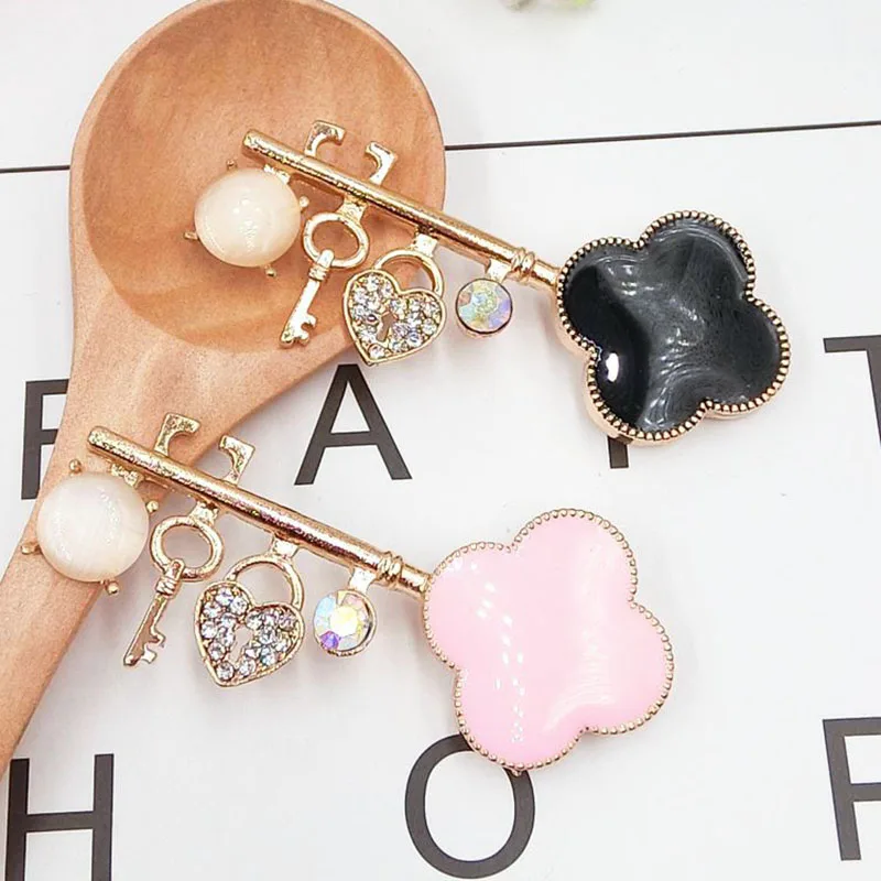 Dower Me Brand 2pcs colorful love keys Phone Drilling Mobile DIY Accessories Rhinestone Metal Decoration | Мобильные телефоны и