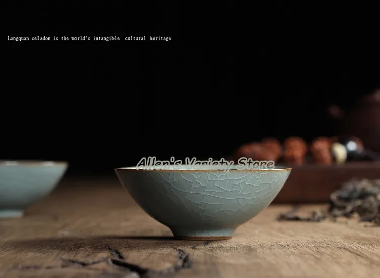 2 шт. 65 мл фарфоровая чашка Китайский Longquan Celadon чайные чашки чаша Китай Celadon Crackle чайная чашка чашки Золотая Рыба чайный набор наборы