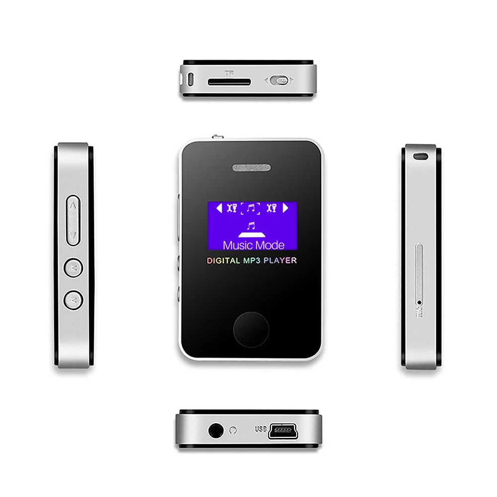 Powstro 1,1 дюймов спортивный цифровой MP3-плеер с динамиком мини MP3 музыкальный плеер usb зарядка поддержка 16 Гб Micro SD карта