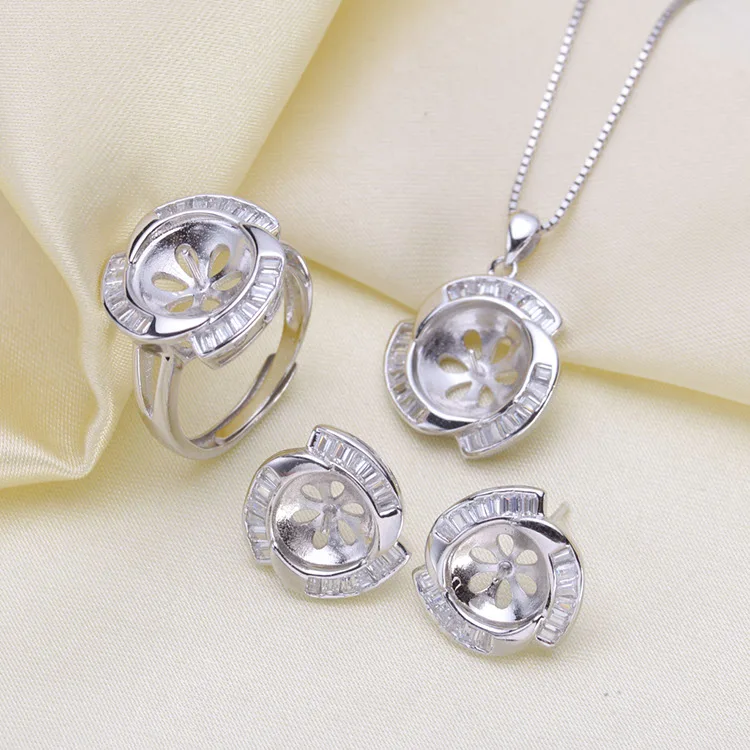 

Necklace/Earrings/Ring Sets Sterling Silver Jewelry Sets Accessories Making DIY Handmade For Women Pearl Jewelry Findings