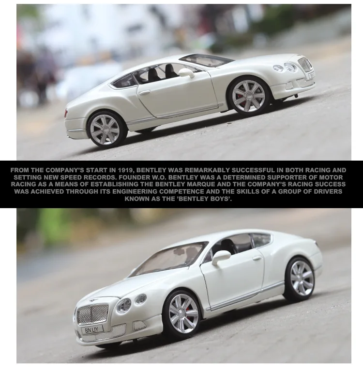 Литая под давлением модель автомобиля Benly GT W12 1:24 из металлического сплава моделирование откатные автомобили огни Игрушки транспортные средства для детей Подарки для детей