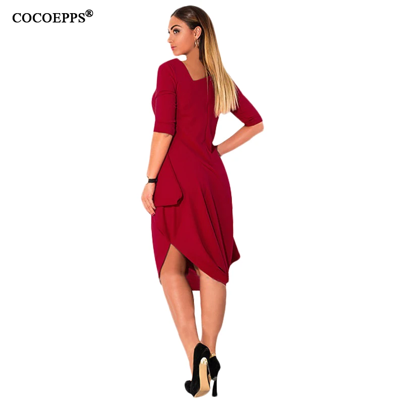 Женское асимметричное платье однотонное элегантное привлекательное модное