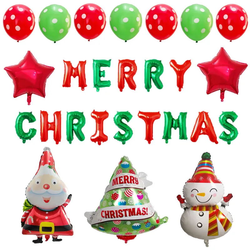 26pcs 26 шт. письмо merry Рождественский шар Санта Клаус Снеговик фольга шары подарок Globos рождество баллон украшения для рождественской вечеринки - Цвет: 26pcs