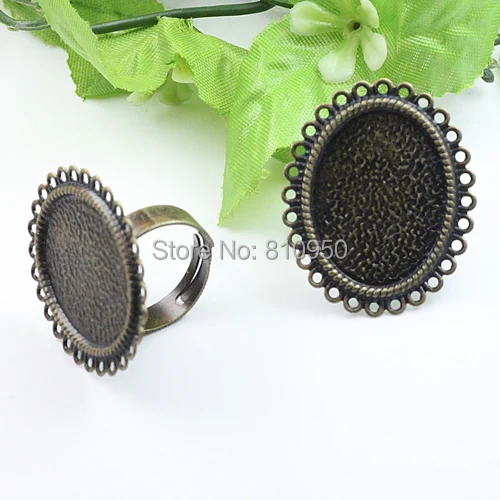 

Wholesale 100pcs Brass Antique Bronze 18x25mm Lace Ring Settings Fashion Rings Cameo cabochons Accessory Findings