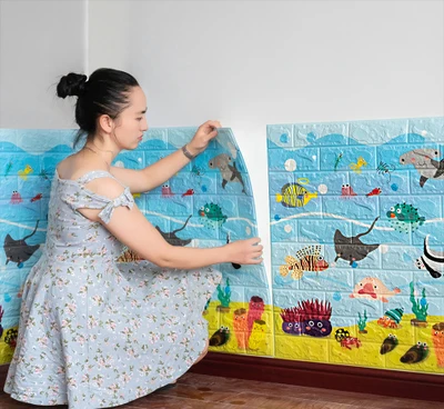 70x77 см DIY 3D Наклейка на стену s Декор для спальни кирпичная стена самоклеющиеся обои для гостиной Настенная Наклейка для детской комнаты настенный Декор - Цвет: Fish