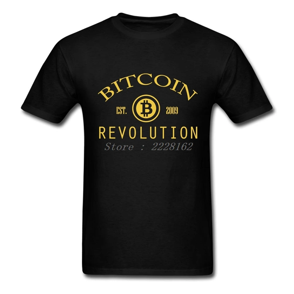 Горячая футболка Для мужчин Bitcoin революция хорошее Топы денежных Костюмы Графика