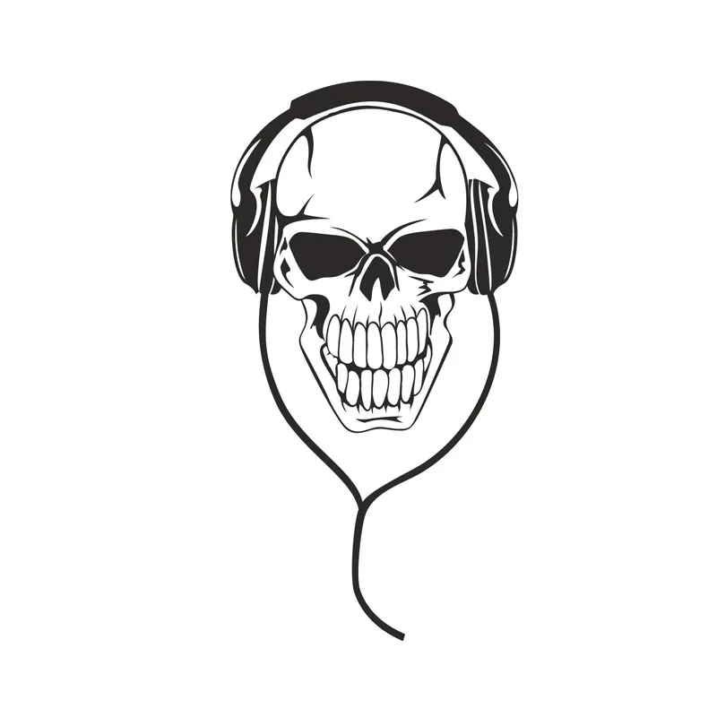 

New Hollow Out Music DJ Skull With Headphones Wall Sticker Vinyl Removable Living Room Home Decor