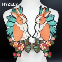 cute rabbit flowers embroidered applique patches for clothes iron on patch applique for diy fashion clothes bags shoes nl268