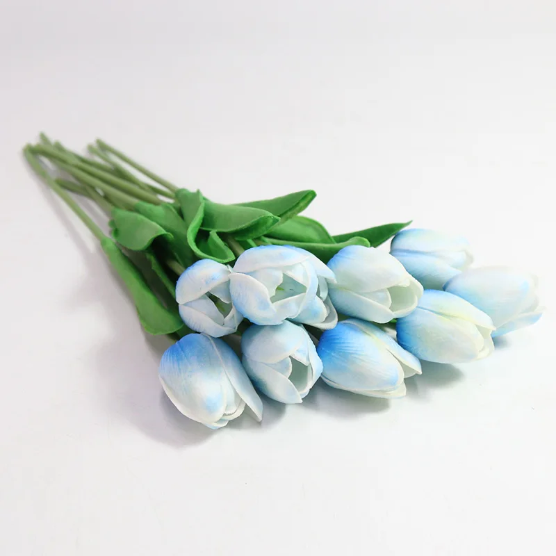 light blue 5 шт./лот красота полиуретан на ощупь как настоящий поддельные цветы тюльпаны Искусственные цветы букет Свадебный букет декоративные цветы для свадьбы - Цвет: light blue