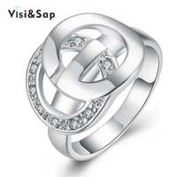 visiap double o jewelry wedding rings lovers gifts fashion jewelry cubic zirconia ring dropshipping vsr044