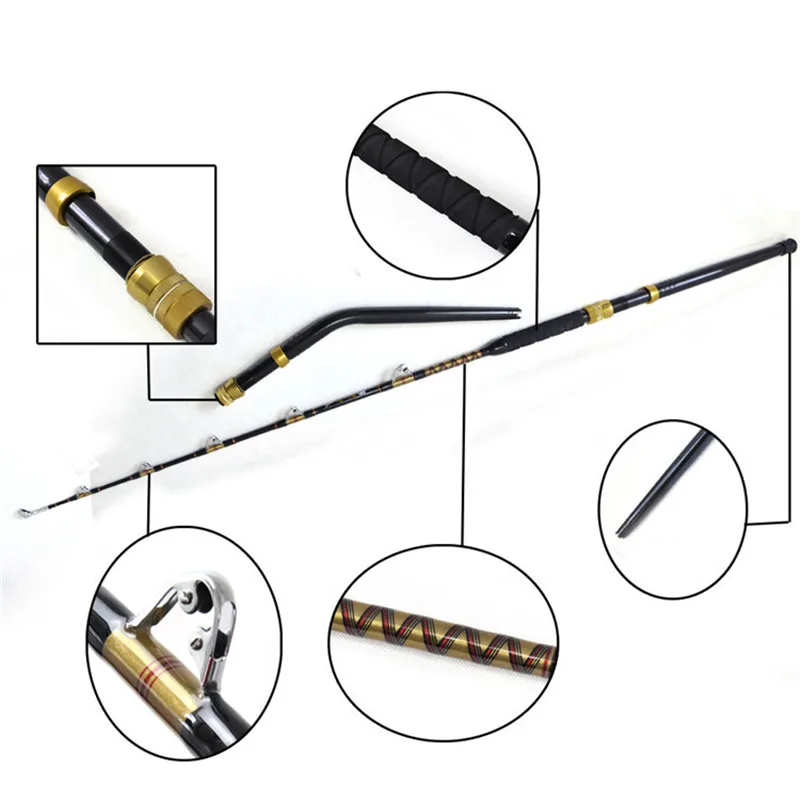 

Boat fishing rod yellow fin 100lbs trolling rods Pacific Bay Model R roller guide blank alu straight and bent butt big game rod