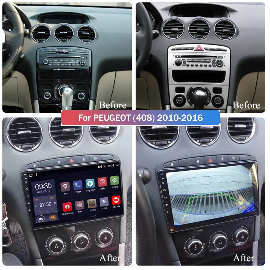 9 дюймов 2.5D ips HD мультисенсорный экран Android8.1 2G ram 32G rom NAVI для PEUGEOT 308 408 2010- с Bluetooth USB wifi SWC