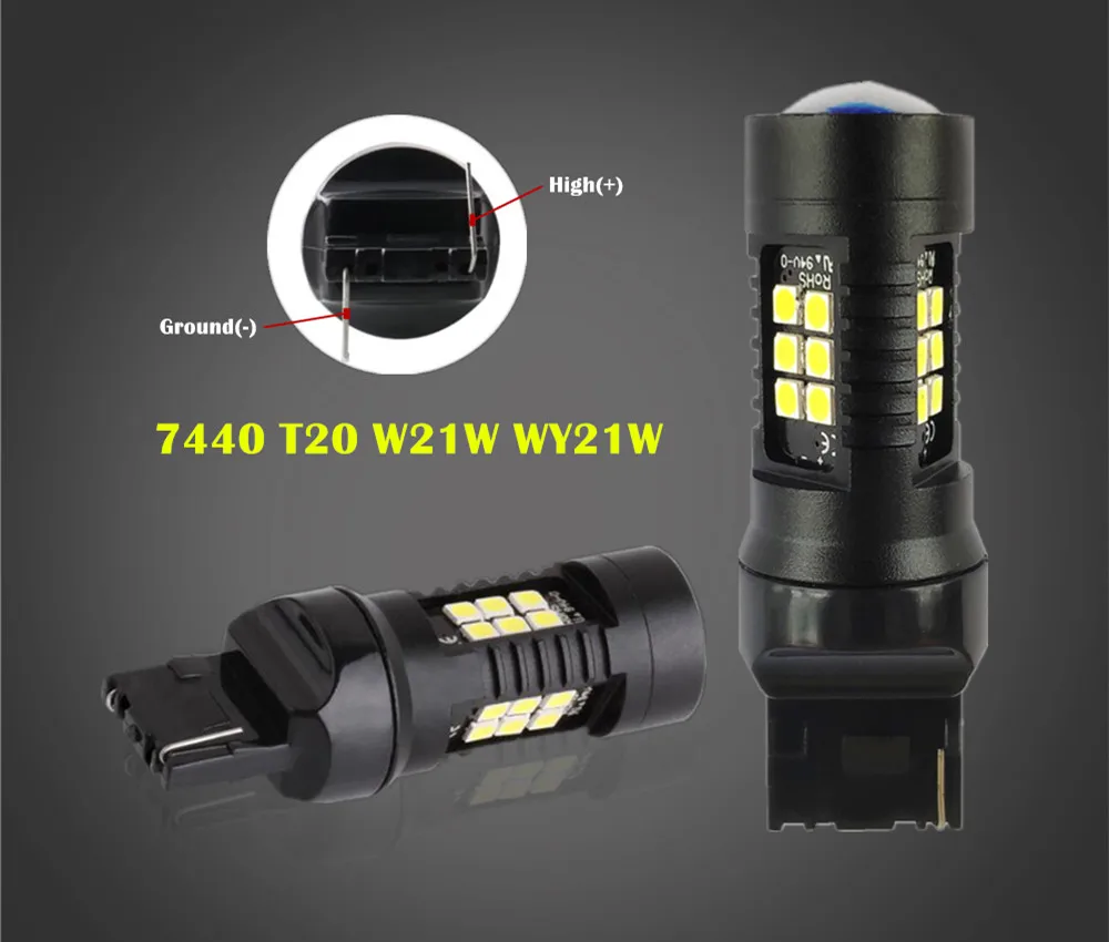 2 шт. 1200Lm T20 W21W светодиодный W21/5 Вт светодиодный WY21W 7440 7443 светодиодный лампы T25 3157 3156 p27/7 Вт автомобильный тормоз обратного светильник 12V светодиодные лампы сигнала поворота