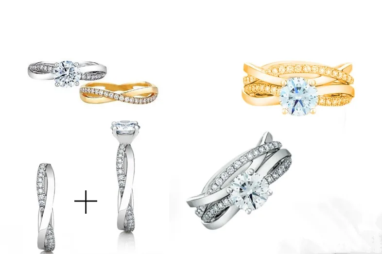 Женское кольцо из стерлингового серебра 1CT NSCD с искусственным бриллиантом набор