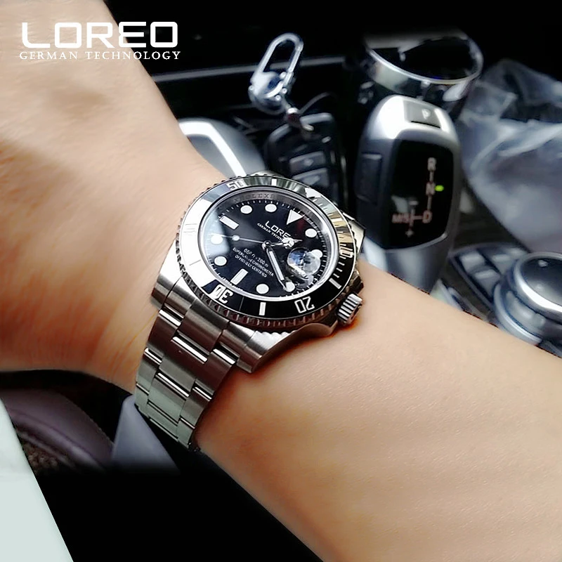 

LOREO Germany Watches Waterproof 200M Diving Automatic Mechanical Watch Men Stainless Steel Classics Sapphire Luminous Watch Men