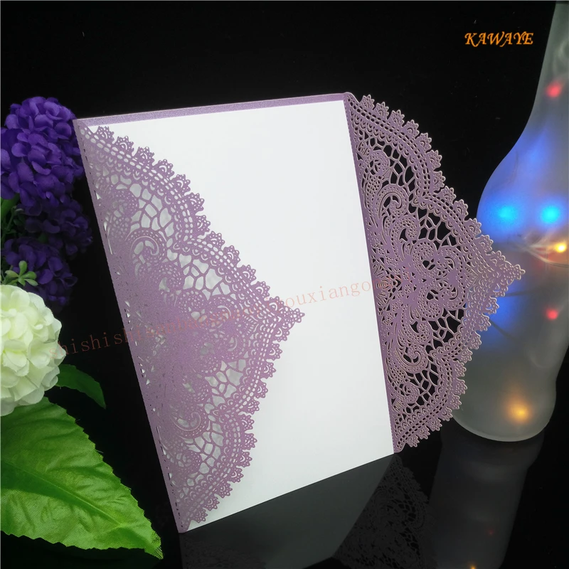 light purple 10 шт. полые свадебные пригласительные открытки с бабочкой, бумага и Обложка, набор для свадебного дня рождения, вечерние украшения 5ZH67 - Цвет: light purple