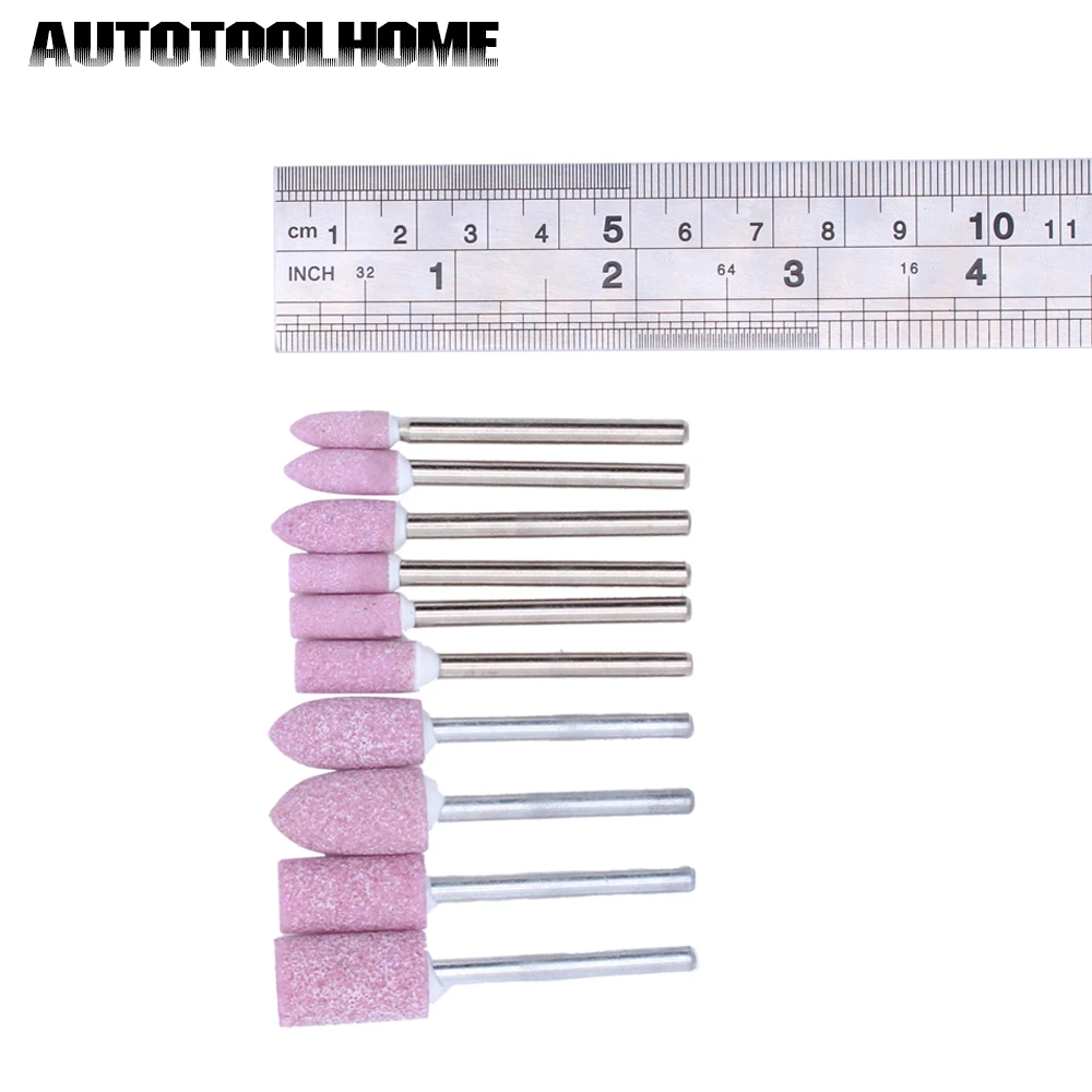 AUTOTOOLHOME 10 шт. абразивный монтируемый камень цилиндрический для Dremel 3000 4000 вращающиеся инструменты шлифовальный камень головка колеса