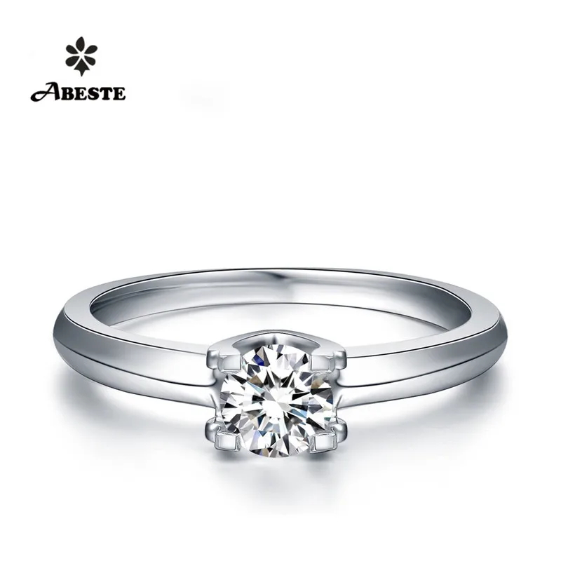 ANI 18K Белое Золото (AU750) обручальное кольцо 0 5 CT сертифицированное I/SI натуральное