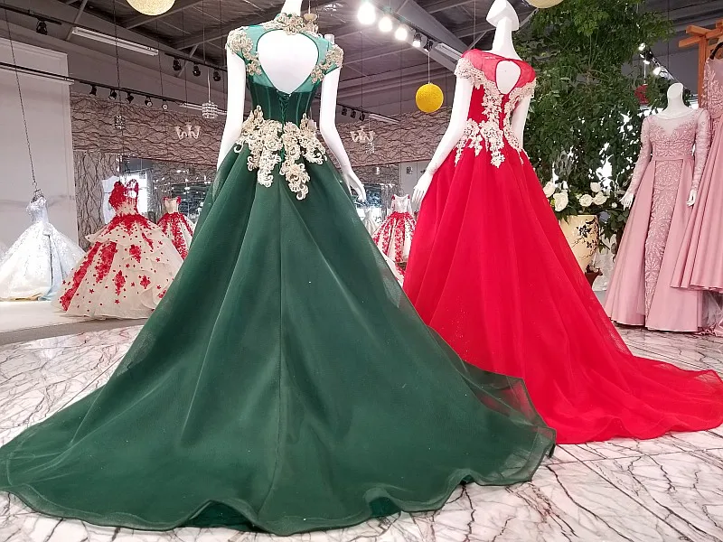 Abendkleider 2018 темно зеленые длинные платья для выпускного вечера золотые из жемчуга