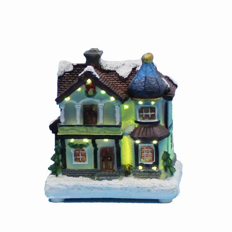 2pcs houses " светодиодный бумажный маше(полирезина) дизайн небольших рождественских домов с светодиодный волоконно-оптический свет Рождественский Декор подарки - Цвет: 2pcs houses