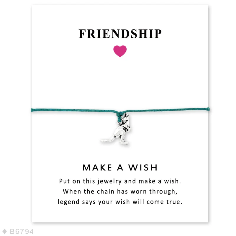 () Браслеты с шармами кенгуру на заказ для женщин и девушек регулируемые браслеты