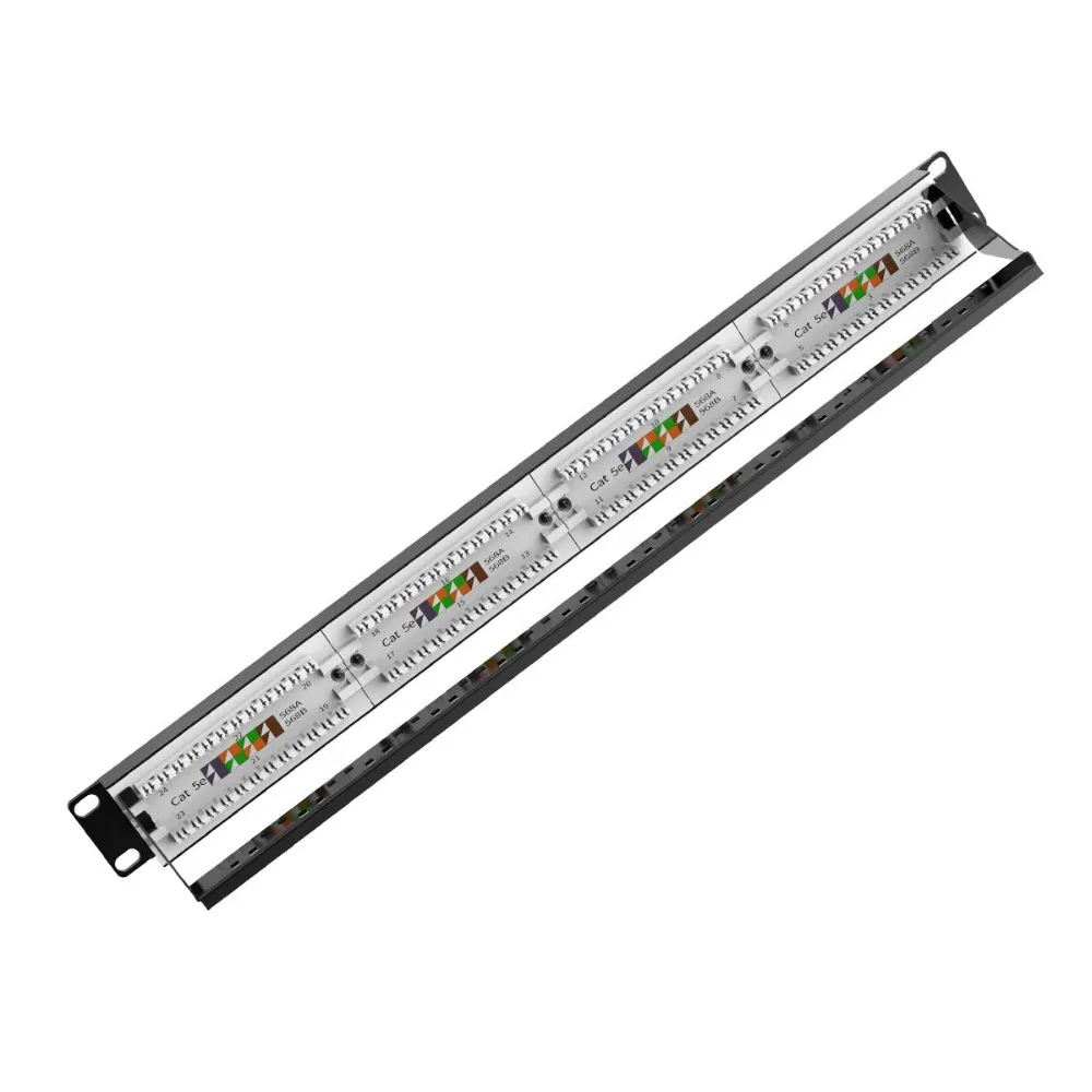 AMPCOM Supreme Series CAT5/5e Patch Panel 50u Gold Plated 1U 24-Port Rackmount or Wallmount Punch Down |