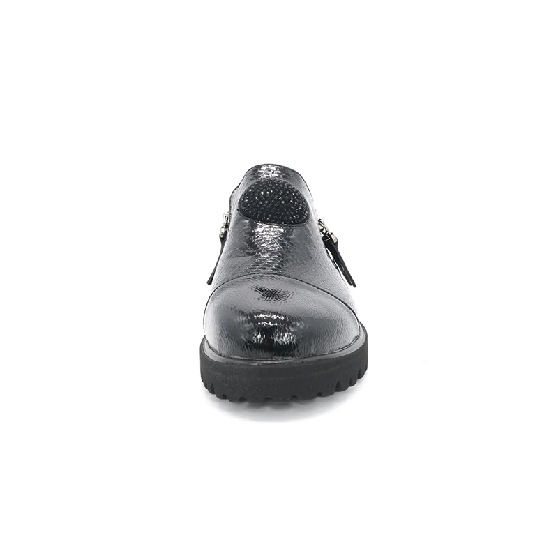 Женская Повседневная обувь ручной работы черного цвета с круглым носком средним