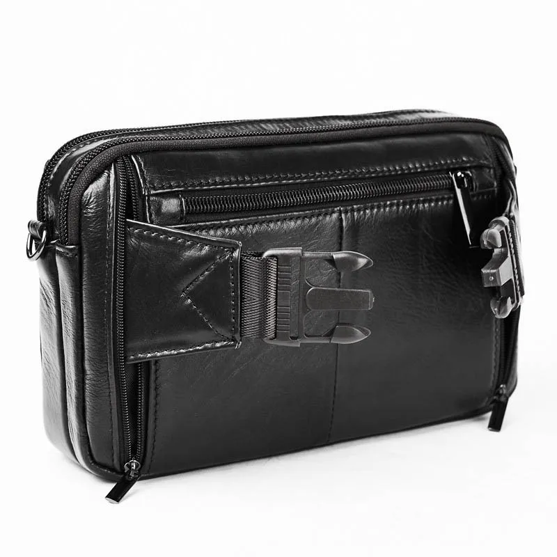 Yiang Новая Мужская поясная сумка из натуральной кожи на бедрах с несколькими