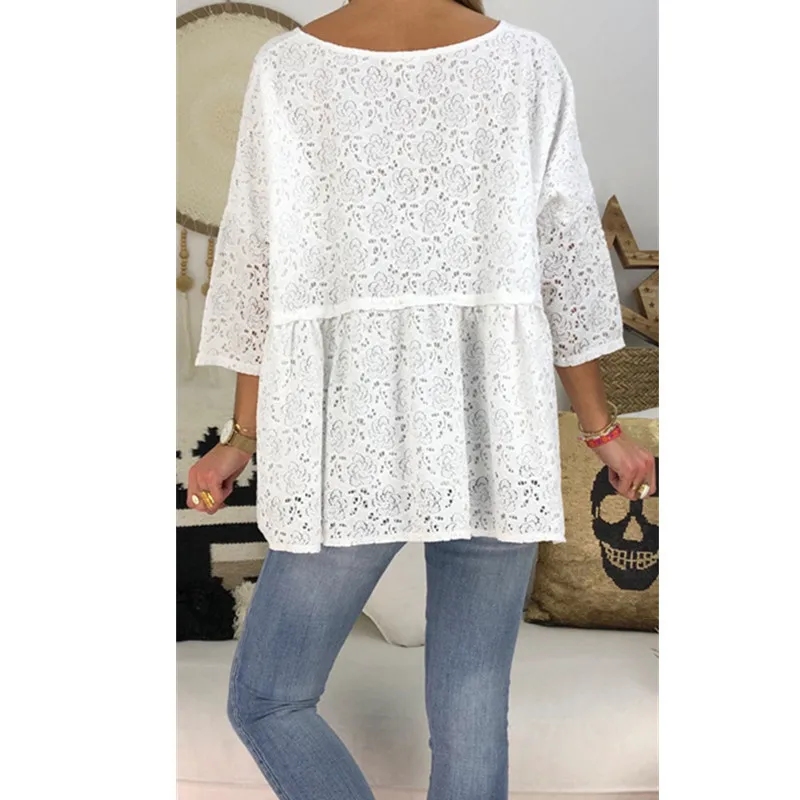 Рубашка женская с коротким рукавом и О вырезом летняя большого размера|Рубашки| |