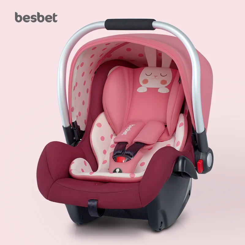 Besbet детская корзина безопасности сиденья новорожденный автомобиль портативный детская колыбель корзина для сна - Цвет: pink