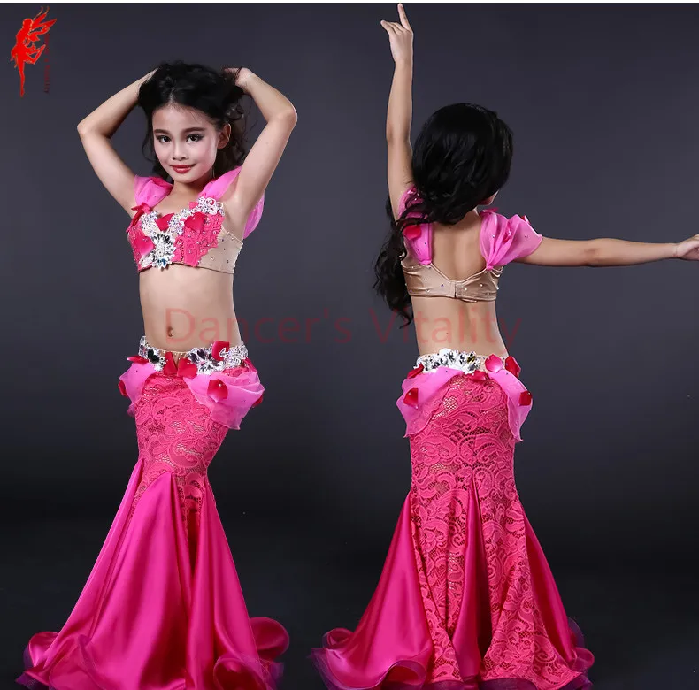 Одежда для танцев живота девочек костюм Танцев Живота кружевной топ без рукавов +