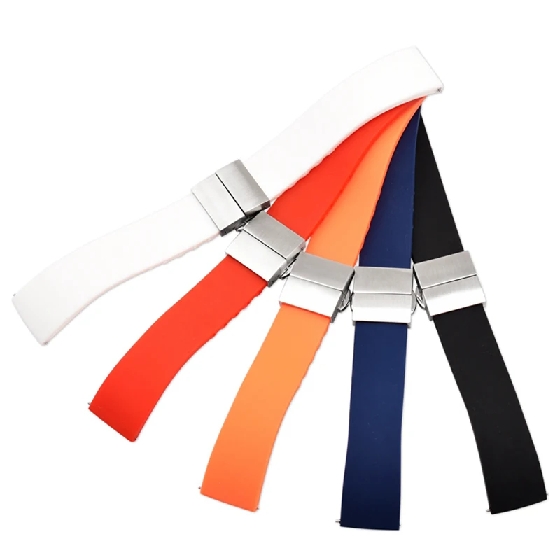 Quick Release Butterfly Buckle Silicone Rubber Watchband Universal Watch Band Sports Strap Wrist Bracelet 14 16 18  20 22mm