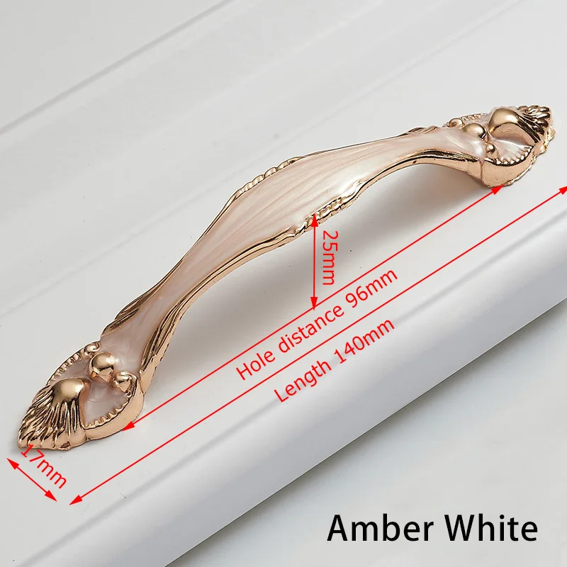 Amber White 96mm KAK 5 шт. янтарные дверные ручки из алюминиевого сплава 96 мм 128 мм ручки для ящиков Ручки для шкафа пасторальная Мебельная ручка - Цвет: Amber White 96mm