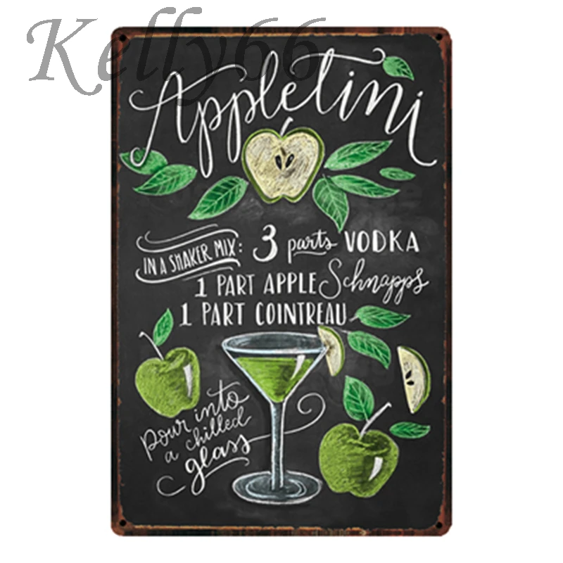 

[ Kelly66 ] Cocktail Metal Sign Tin Poster Home Decor Bar Wall Art Painting 20*30 CM Size y-1806