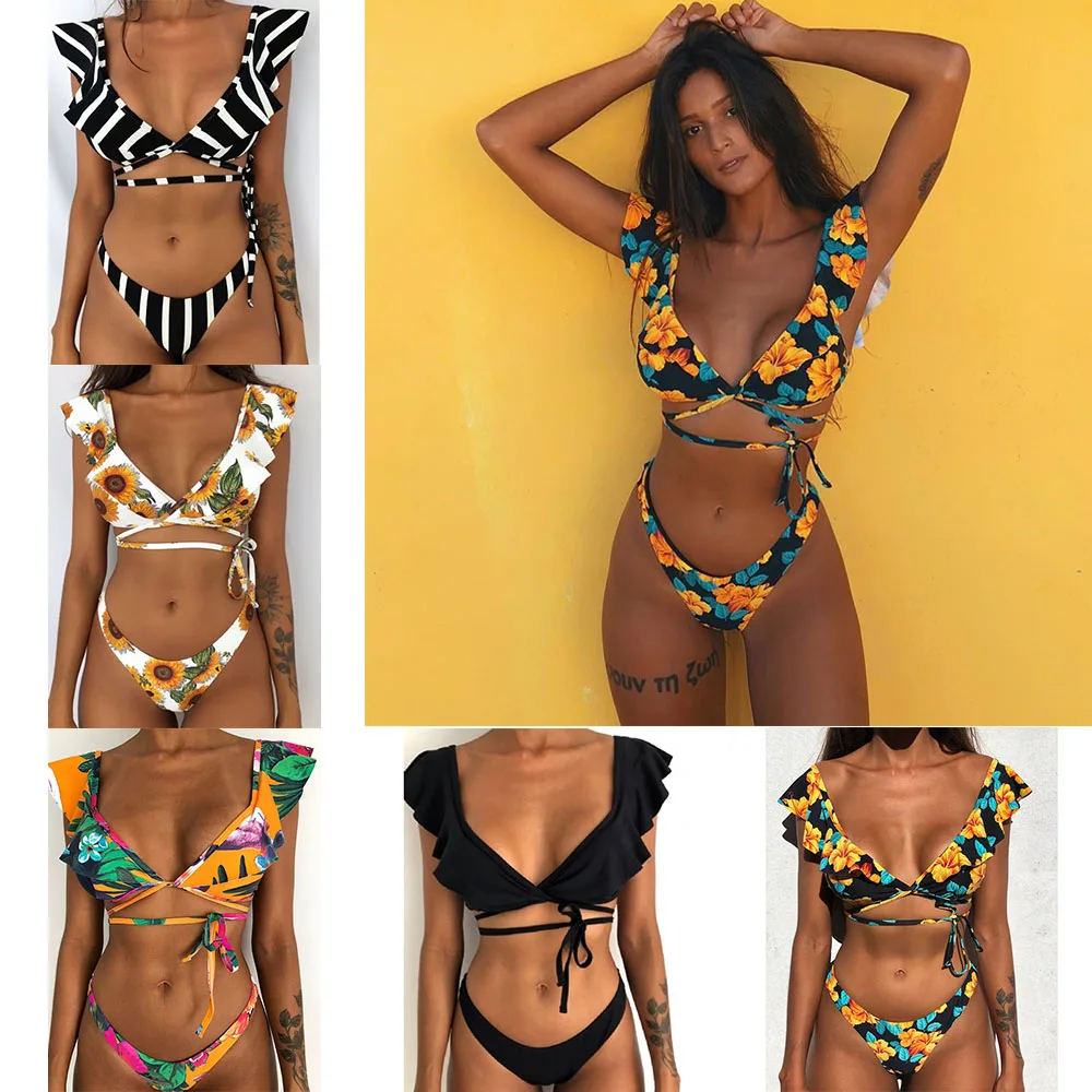 

Sexy Bikinis Women Swimwear Push Up Bikini Set Swimsuit Brazilian Biquini Solid Bathing Suit Print Swim Wear Beach Female Summer
