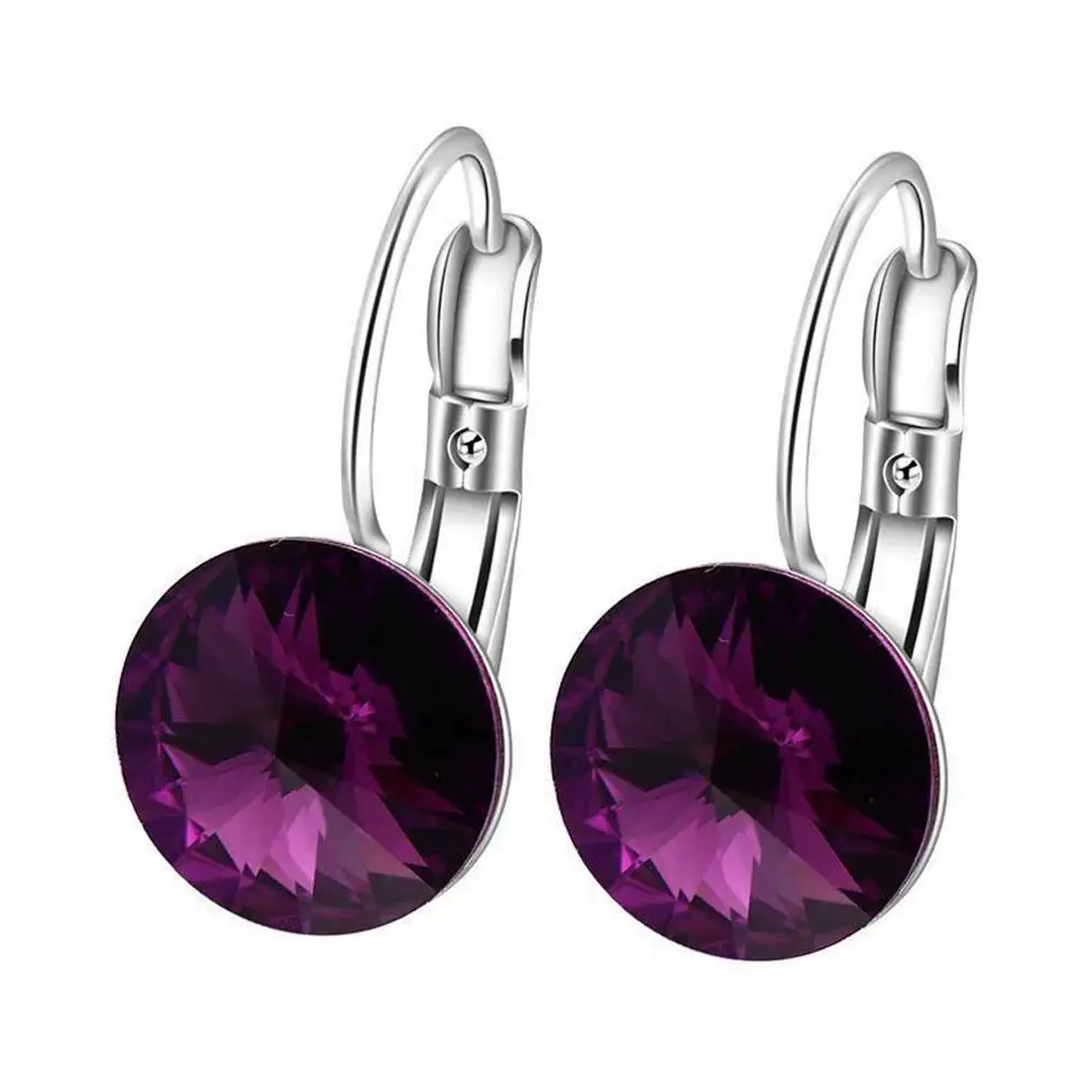 dark purple Crazy Feng модные серьги-кольца с фианитами и кристаллами для женщин Brincos Argola розовые синие серьги для свадебной вечеринки Bijoux - Окраска металла: dark purple
