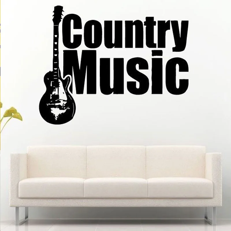 Кантри музыка слова гитара инструмент наклейки на стену для музыкальной комнаты
