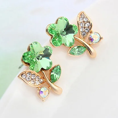 

ANNGILL New Flower Design Crystals from Swarovski Stud Earrings Fashion Statement Earrings Couple Jewelry Gift wholesale