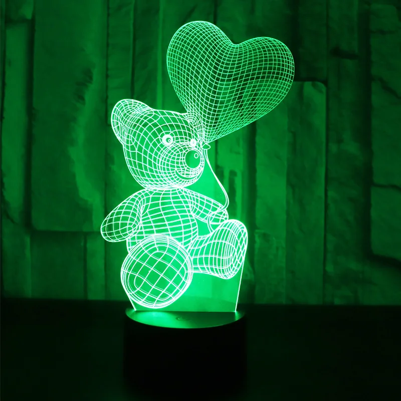

3D LED Night Lights Balloon Bear with 7 Colors Light for Home Decoration Lamp Amazing Visualization Optical Illusion Awesome