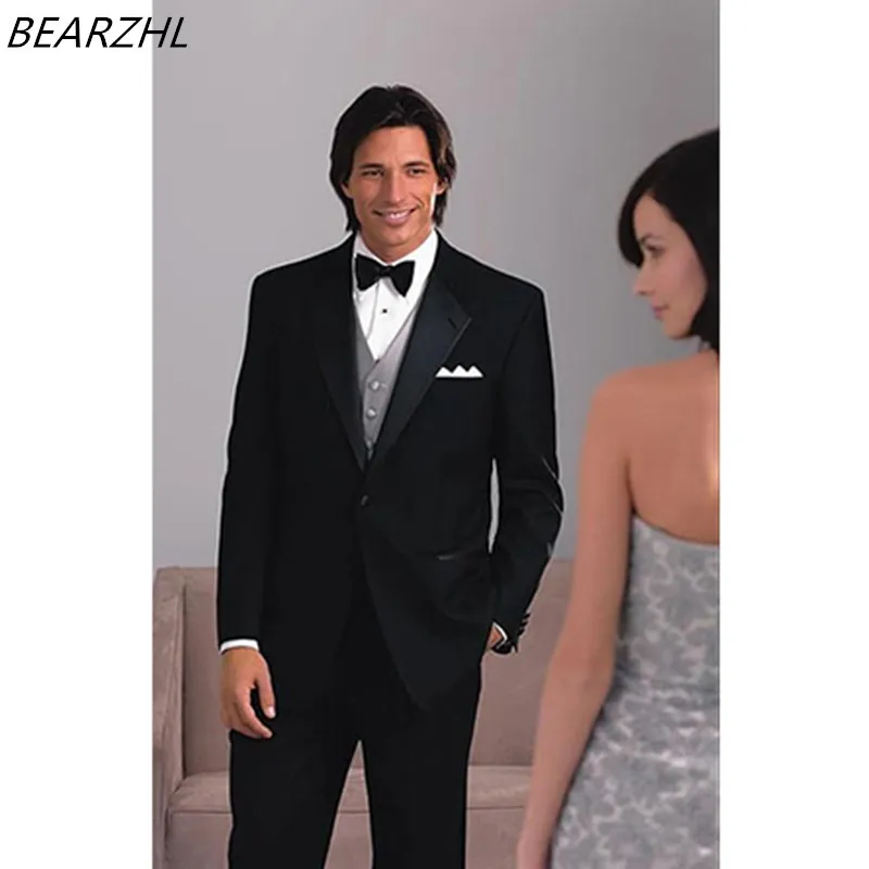 

Mens Dress Suits Black Prom Tuxedo For Wedding Formal Wear 3 Piece Fashion