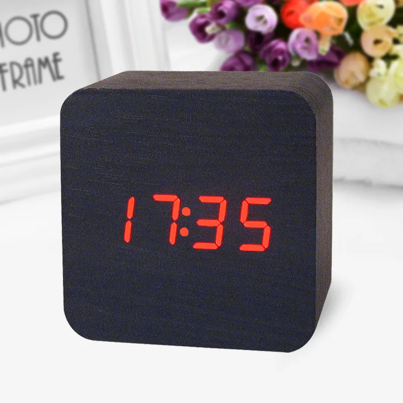 Wooden Led Digital Alarm Clock Voice Activated Date And Time Temperature Alternate Display Beautiful Home Decoration Products | Дом и сад