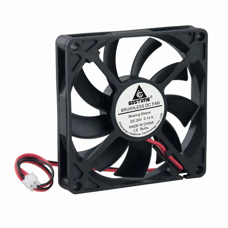Gdstime 5 шт. 80x80x15 мм 2Pin DC 24 В охлаждающий вентилятор 80 x 15 два провода 8015 PC двигатель