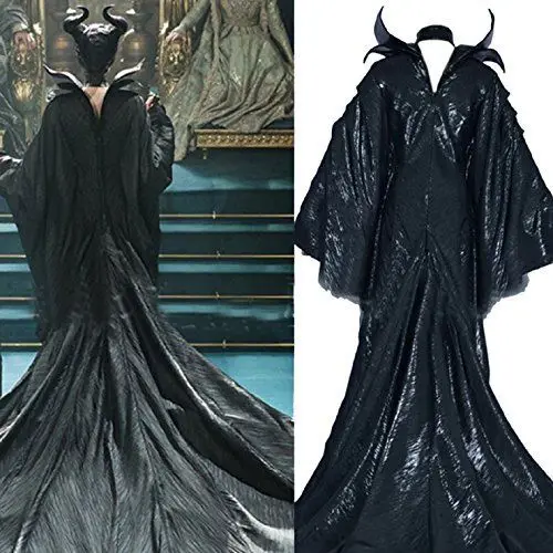 Маскарадный костюм Maleficent черной колдуны + рога для взрослых мужчин и женщин на