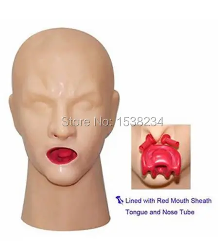 Кожаная латексная маска с красным языком и носовой трубкой (подходит для 59-63 см) |