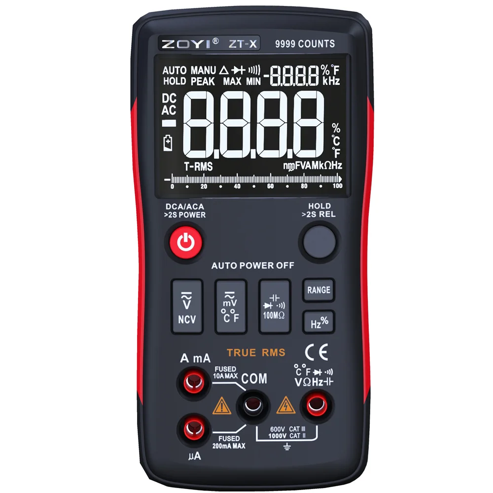 Цифровой мультиметр ZOYI кнопка True RMS 9999 отсчетов переменный/постоянный ток