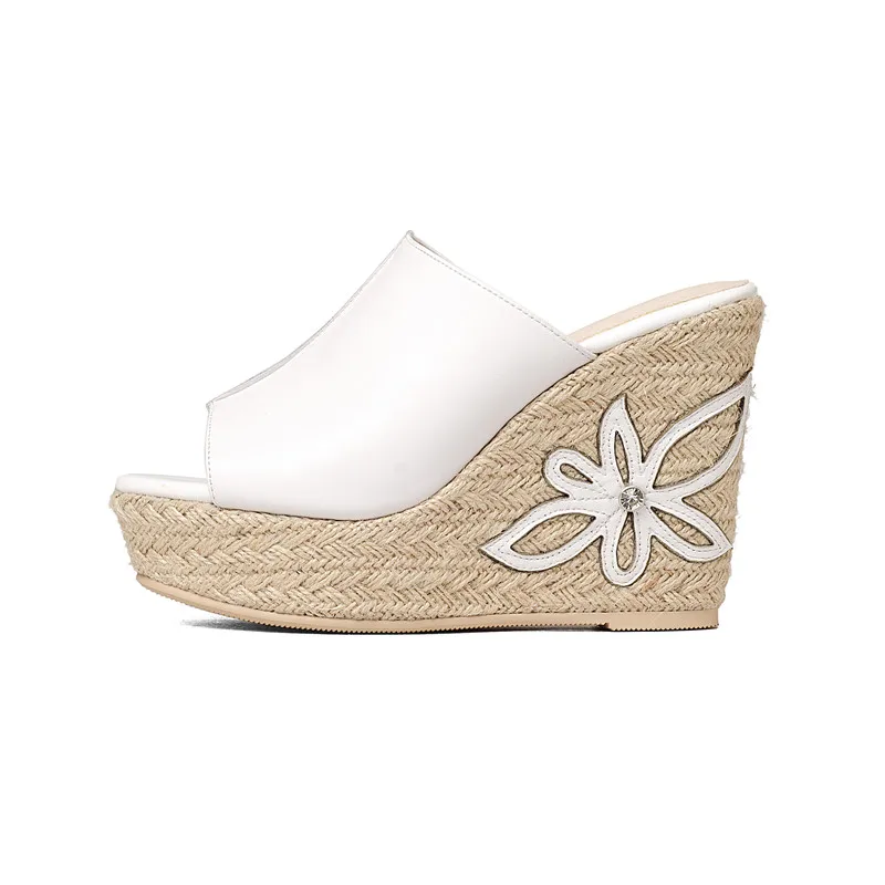 Женские босоножки на танкетке MORAZORA черные из натуральной кожи высоком каблуке 11