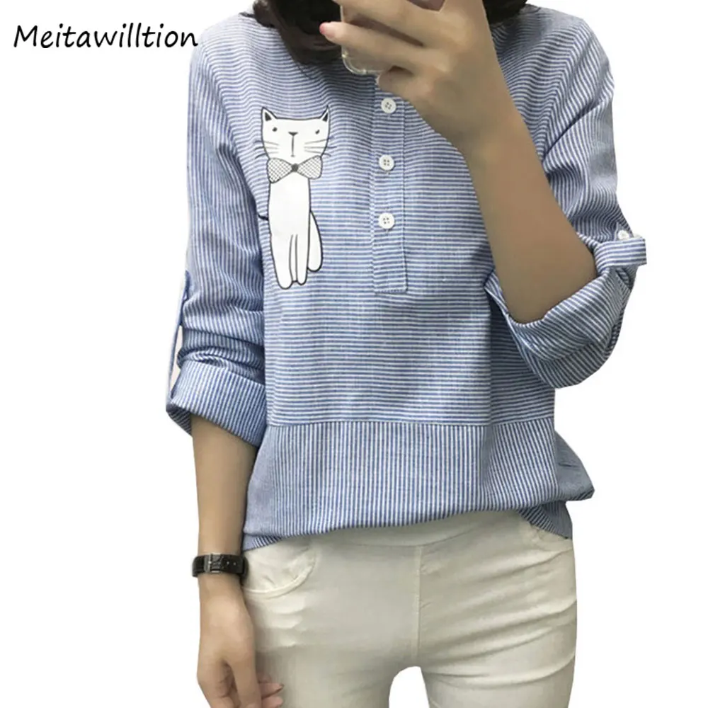 Блузка женская с длинным рукавом из хлопка и льна|ladies clothing|shirt femaleembroidery shirt |